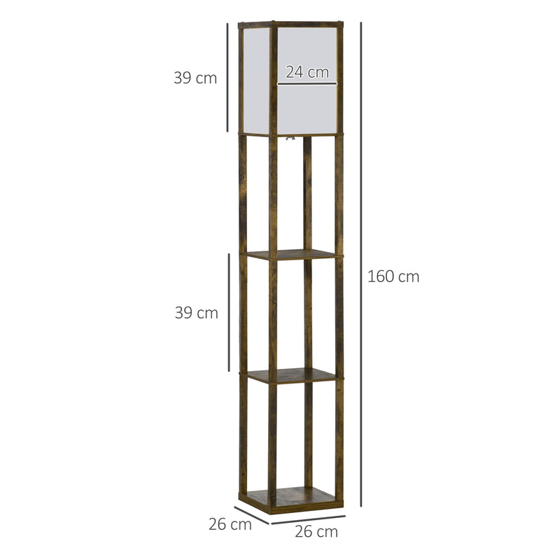 Lampada da Terra Attacco E27 Potenza 40W con Mensole in MDF Colore Legno  