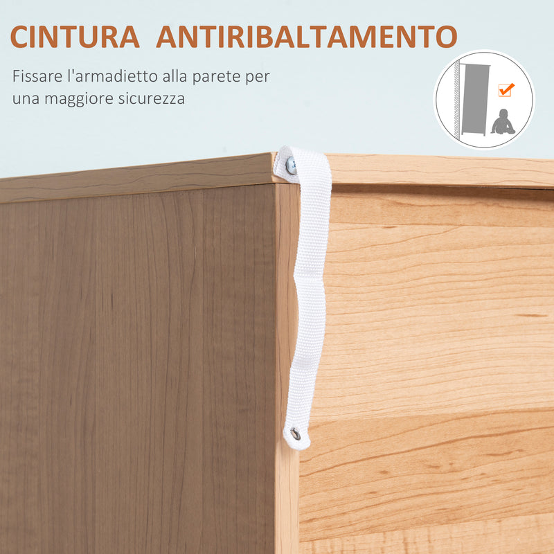 Cassettiera 3 Cassetti 80x39x80 cm Bianco e color Legno   