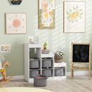 Scaffale Portagiochi per Bambini a 3 Livelli 6 Contenitori 96x38,5x90 cm Grigio 