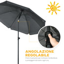 Ombrellone da Giardino Ø180x209 cm in Poliestere e Acciaio Grigio