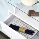 Mobile Scarpiera 2 Ante a Ribalta 1 Cassetto 1 Mensola in Vetro in Legno Bianco 