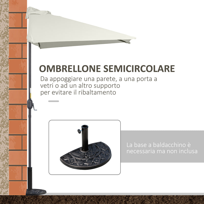Mezzo Ombrellone da Giardino Mezzaluna 230 x130x245 cm con Apertura a Manovella Crema-6