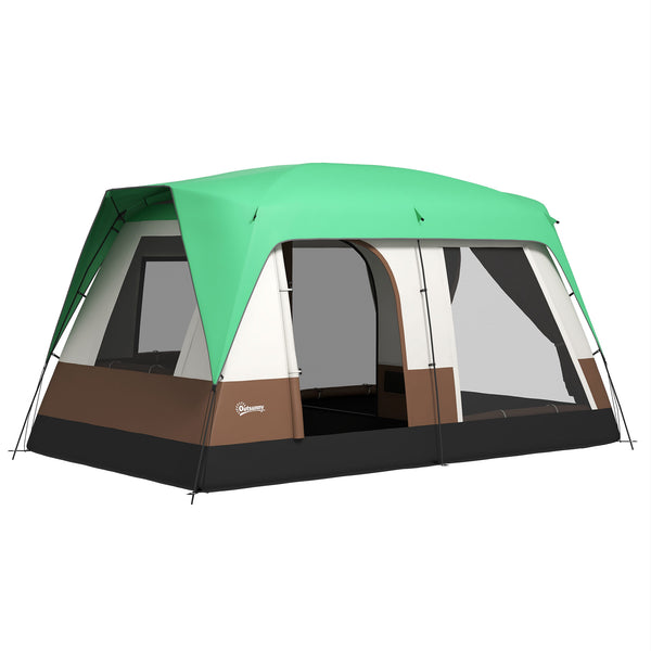 online Tenda da Campeggio 4 Posti a Tunnel Impermeabile con Finestre a Rete 490x305x225 cm in Poliestere Verde