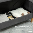Divano 2 Posti con Spazio Contenitore e 2 Cuscini 140x63x79 cm Grigio   