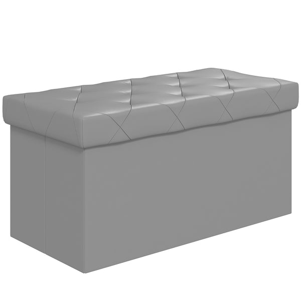 Panca Contenitore Pieghevole 84L 76x38x38 cm in Finta Pelle Grigio online