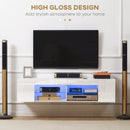 Mobile TV fino a 60” 137x40x34 cm con Luce LED in Truciolato Bianco Lucido