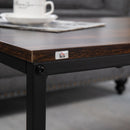 Set 2 Tavolini da Caffè Impilabili in Legno e Acciaio Marrone e Nero