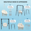 Amaca Poltrona Sospesa in Stile Boho 80x60x40 cm con Cuscino Bianco Crema   