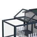 Conigliera da Esterno 151x78x84,5 cm con Casetta e Area per Movimento Recintata in Legno Verde e Bianco  