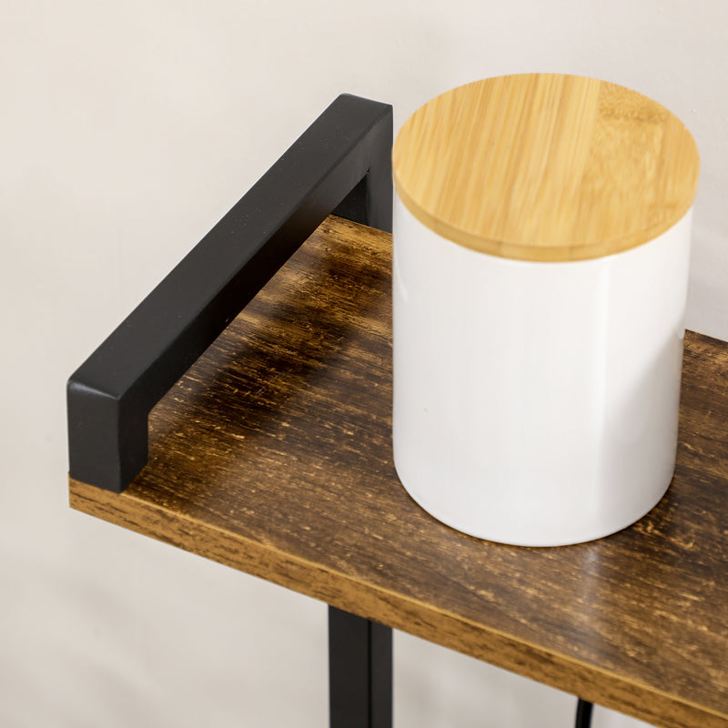 Scaffale Cucina con Multopresa 90x42x130 cm in Legno e Acciaio Marrone Rustico