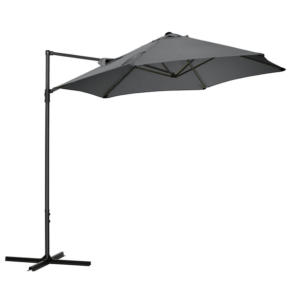 acquista Ombrellone da Giardino Decentrato Ø256x245 cm in Acciaio e Poliestere Grigio Scuro