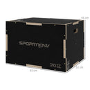Box Jump Pliometrico a 3 Altezze 61-51-41 cm in Legno Antiscivolo Nero