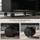 Mobile Porta Stampante a 2 Livelli con 3 Scomparti e Ruote per Ufficio e Studio 40x30x36 cm in Truciolato Nero