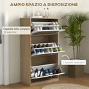 Scarpiera Stile Boho 3 Ante 18 Paia 60x24x115 cm in Ratta Truciolato e MDF Rovere e Bianco