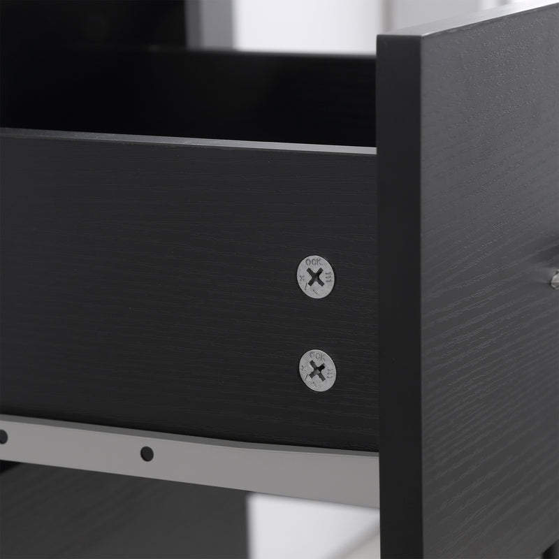 Scrivania PC da Ufficio 3 Ripiani 3 Cassetti 120x49x72 cm in Legno MDF Nera