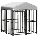 Recinto per Cani di Piccola e Media Taglia 122x122x138 cm con Tettuccio in Acciaio Nero