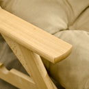 Sedia Pieghevole con Braccioli e Cuscino 71x89x96 cm in Legno di Faggio e Tessuto Marrone 