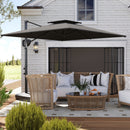 Ombrellone a Braccio 247x247x268 cm con Base Riempibile e Testa Inclinabile Grigio Scuro  