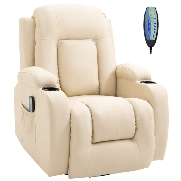 sconto Poltrona Relax Massaggiante e Reclinabile 85x94x104 cm in Similpelle Crema