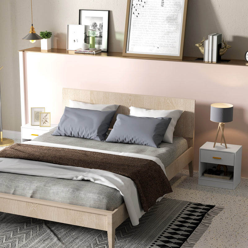 Set 2 Comodini con Cassetto e Ripiano a Giorno in Legno 39x28x41 cm Bianco  