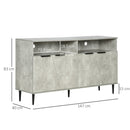 Credenza 147x40x83 cm con Armadietti a 2 Ante e Mensole Regolabili Effetto Marmo Grigio