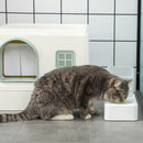 Lettiera Coperta per Gatti 50x40x40 cm con Fontanella Vassoio e Paletta Verde e Bianca