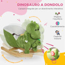 Cavallo a Dondolo per Bambini 32 Melodie in Legno e Peluche Dinosauro Verde 