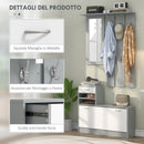 Mobile Guardaroba per Ingresso con Specchio Appendiabiti e Scarpiera Regolabile 90x24x177 cm Bianco e Grigio  