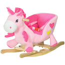 Unicorno a Dondolo Cavalcabile Peluche con 32 Canzoni 65x35x45 cm con Cintura di Sicurezza Rosa