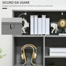 Credenza 6 Ripiani 2 Ante 76x40x179 cm in Truciolato Grigio e Rovere