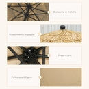 Ombrellone da Giardino Ø265x250 cm in Metallo e Poliestere Cachi