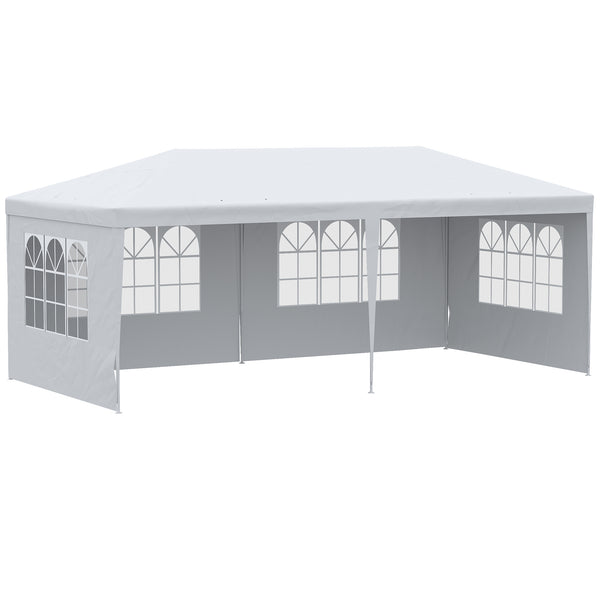 sconto Gazebo da Giardino 580x290x250 cm con Pareti Rimovibili e Finestre Trasparenti Bianco