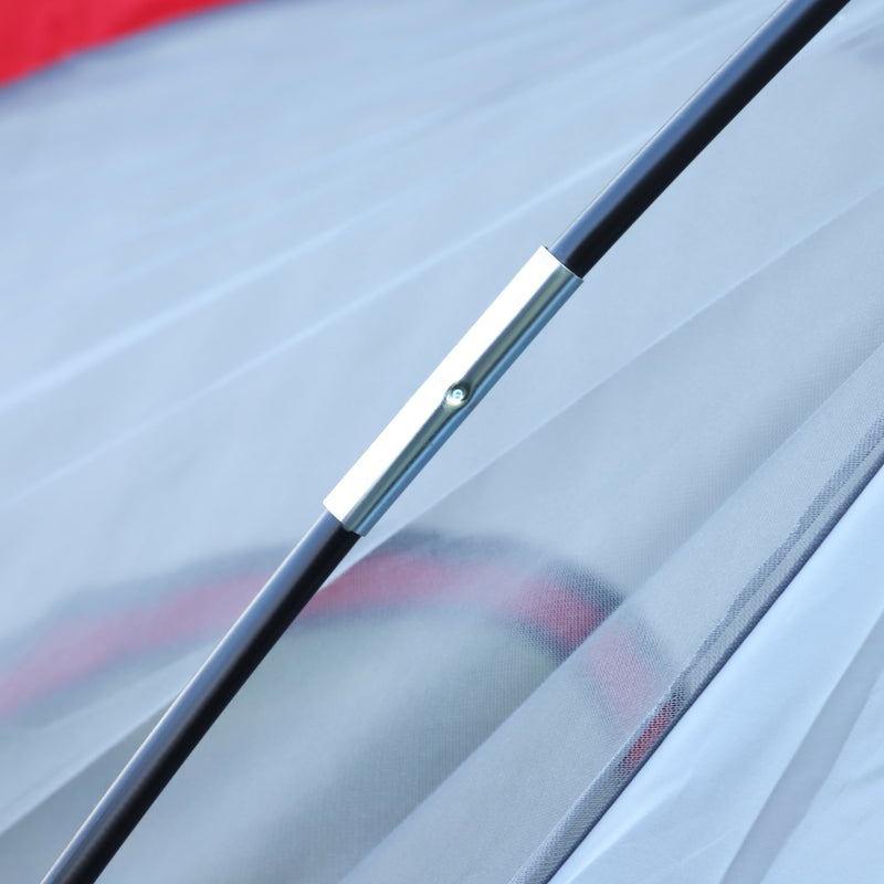 Tenda da Campeggio per 6 Persone 4,55x2,3x1,8m con Pali in Fibra di Vetro Grigia