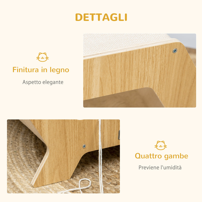 Cuccia per Gatti 49,5x38,5x43,5 cm in Legno e Tessuto con Cuscino in Peluche Quercia e Bianco