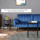 Set 2 Tavolini con Ripiano in Vetro e Struttura in Acciaio Nero