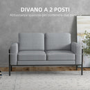 Divano 2 Posti 138x70x83,5 cm in Tessuto Effetto Lino Grigio
