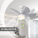 Ventilatore a Soffitto con Luce LED e Interruttore a Catena Ø76x41.5 cm in MDF e Acrilico Grigio e Bianco-4