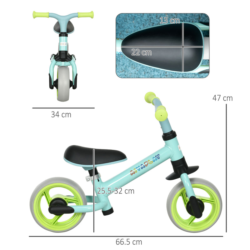 Bicicletta Pedagogica per Bambini Senza Pedali 66,5x34x47 cm in Acciaio PP PU e TPR Turchese-3
