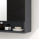 Specchio Armadietto da Bagno Pensile 2 Ante 55x17x55 cm in Legno Nero