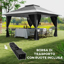 Gazebo da Giardino Pop-Up 356x356x280 cm Altezza Regolabile e Protezione UPF50+ Borsa con Ruote Grigio   