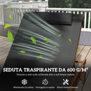 Lettino Prendisole 84x200x101 cm Schienale Regolabile su 4 Posizioni in Legno e Textilene Nero  