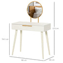 Consolle Trucco con Specchio e 2 Cassetti 80x40x123 cm in Legno Bianco 