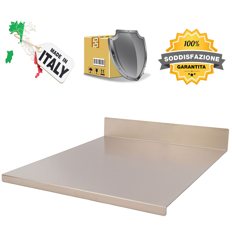 Tagliere Spianatoia per Alimenti Professionale con Alzatina 80x50 AISI 304 