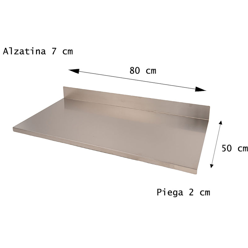 Tagliere Spianatoia per Alimenti Professionale con Alzatina 80x50 AISI 304 
