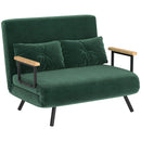 Divano Letto Singolo con Schienale Regolabile 102x73x81 cm in Tessuto Effetto Velluto Verde  