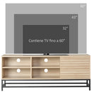 Mobile TV max 60" con 4 Ripiani e Armadietto a 2 Livelli 140x40x55,3 cm in MDF e  Acciaio