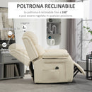 Poltrona Alzapersona Reclinabile a 160° con Poggiapiedi e Telecomando 76x90x105 cm Crema  