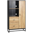 Credenza Mobile Alto Cucina con Armadietti e Ripiani 88x35x160 cm Legno e Nero  