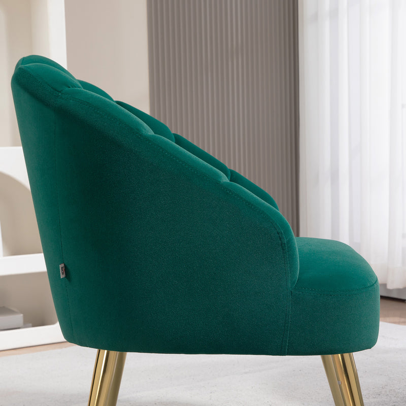 Poltrona a Conchiglia Stile Art Deco 63x65x84 cm in Velluto Verde  