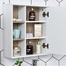 Specchio Armadietto da Bagno Pensile 60x14,5x49,4 cm in MDF e Truciolato Bianco e Legno Naturale